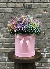 Цветочная композиция из Гипсофила и Розы в шляпной коробке в Оршанке