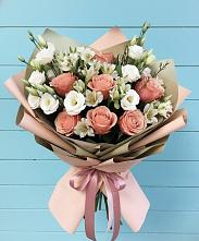 Букет цветов из:  Розы, Альстромерии и Лизиантусы в Оршанке