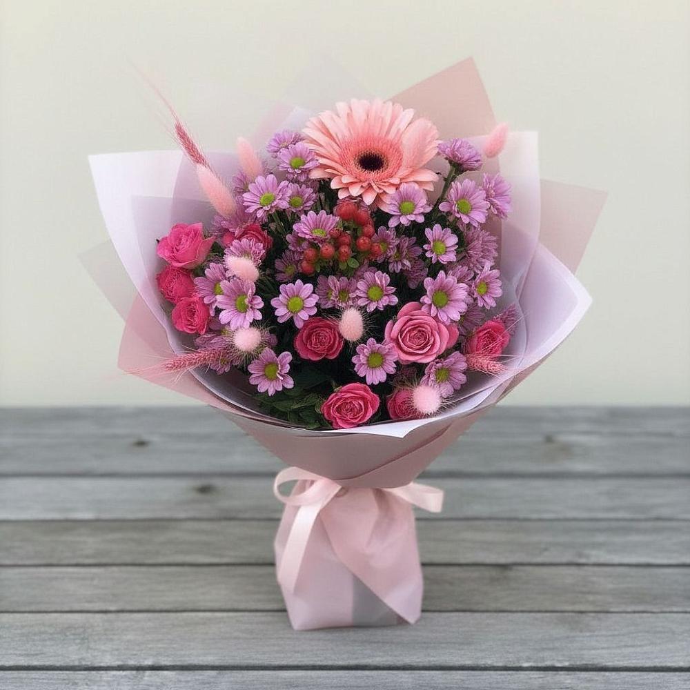 Букет цветов из: Розы, Герберы и Хризантемы в Оршанке