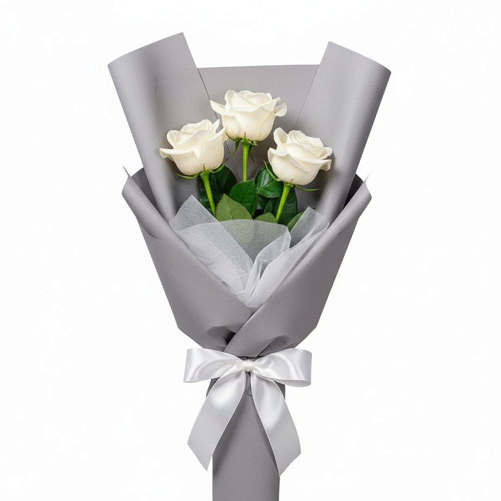 Букет 3 белые розы в Оршанке