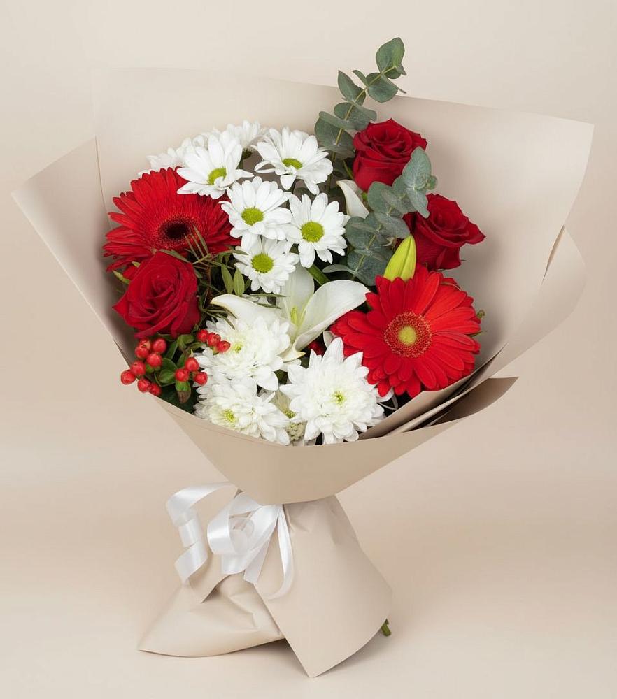 Букет цветов из: Розы, Хризантемы, Герберы и Лилии в Оршанке