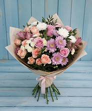 Букет цветов из:  Хризантемы, Розы и Альстромерии в Оршанке