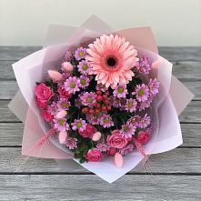 Букет цветов из:  Розы, Герберы и Хризантемы в Оршанке