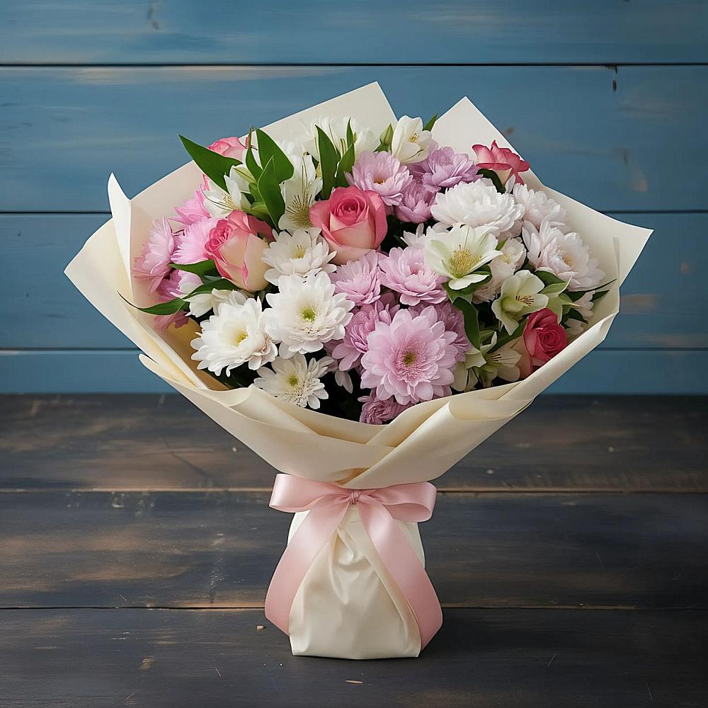 Букет цветов из: Хризантемы, Альстромерии и Розы в Оршанке